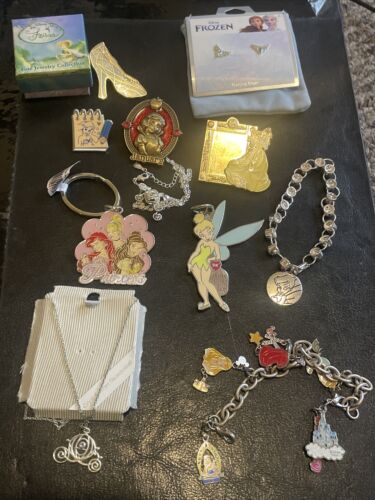 Mixed Lot of DISNEY Jewelry Pins, Keychains, Bracelets  - Picture 1 of 1