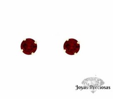 14k Yellow Gold CZ Ruby 1.5Ct Round Stud Screw Back Earrings 5mm