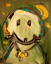 NICE DOG Abstract Modern Original Oil Painting  MUSIC CANVAS N32gwd23D