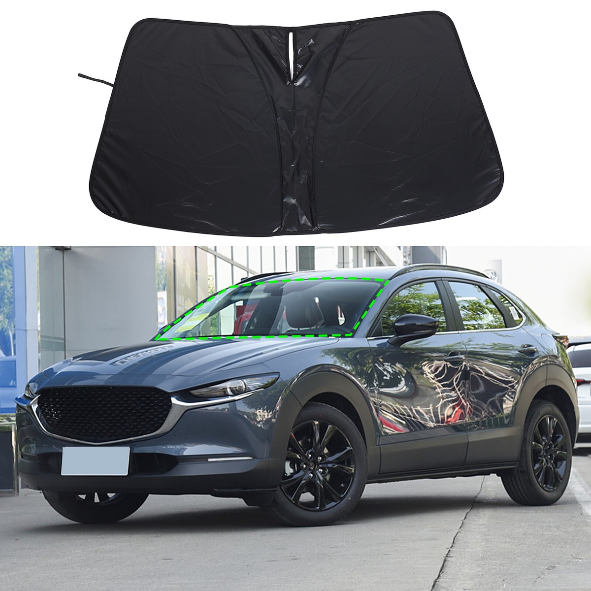 Black Front Windshield Sunshade UV Block Visor Cover For Mazda CX