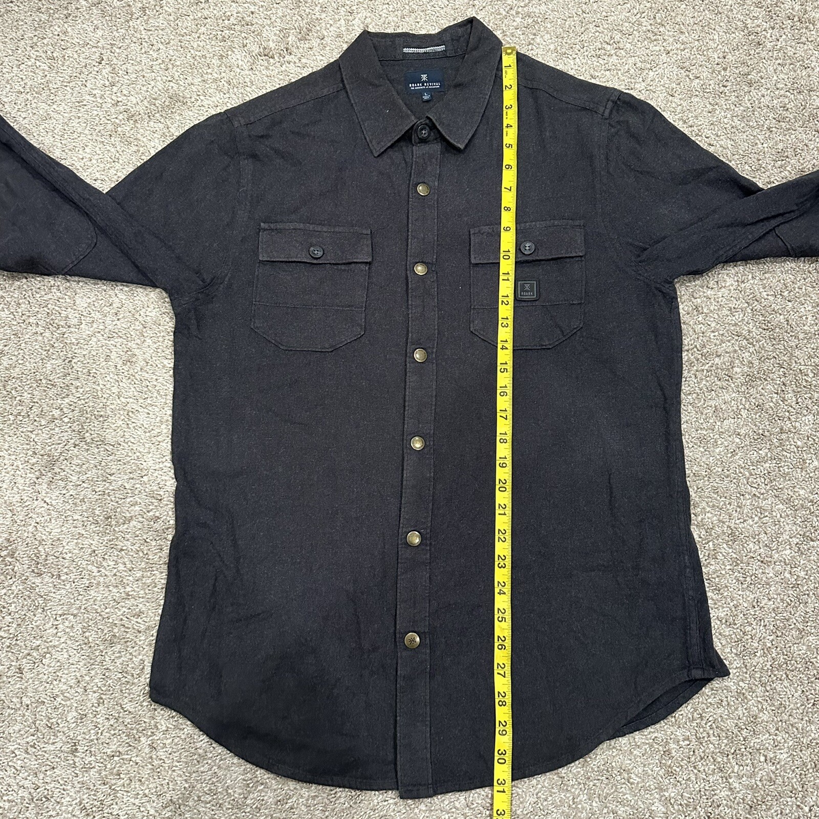 Roark Revival Men's Large Gray Nordsman Long Sleeve Cotton Flannel Button Shirt