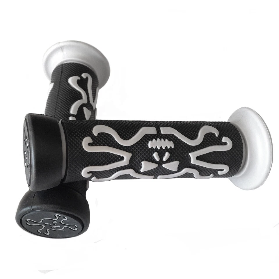 Empuñaduras de calavera totalmente nuevas de 7/8" AMBOS LADOS GRIS para Suzuki Bandit 400 91-93 600 96-01 Foto 2 de 4