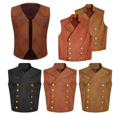 Kinder Cowboy Kostüm Cowgirl Cosplay Braune Weste Wildleder Weihnachten Kostüm