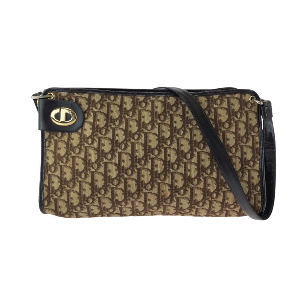 Sac bandoulière Dior vintage motif trotteur logo CD toile beige
