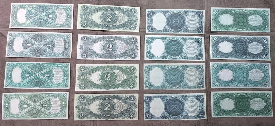 Reprint on paper with W/M United States banknotes 1-10$ 1880 y. Different Seals! - Image 3 of 4