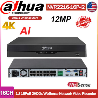 NEW Dahua WizSense AI 16CH 16PoE 2SATA 4K 12MP Video Recorder NVR2216-16P-I2 NVR