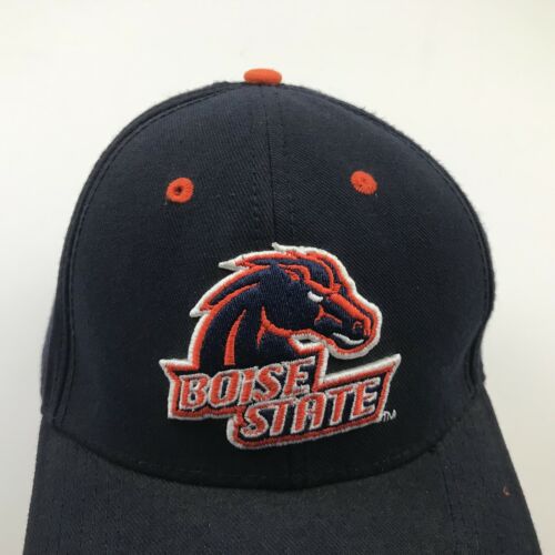 VINTAGE Boise State Broncos Hat Cap Size 7 1/4 Fitted Blue Embroidered The  Game