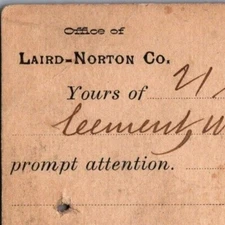 1887 Laird Norton Co Office Receipt Winona Minnesota Postcard