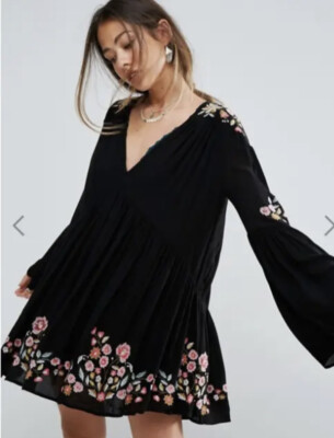 free people te amo mini dress Free People Te Amo Mini Dress Black Combo S