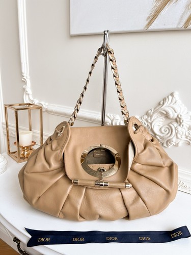 Original Dior Christian Dior Dior Jazz Club Hobo Beige Ledertasche 05-MA-0018