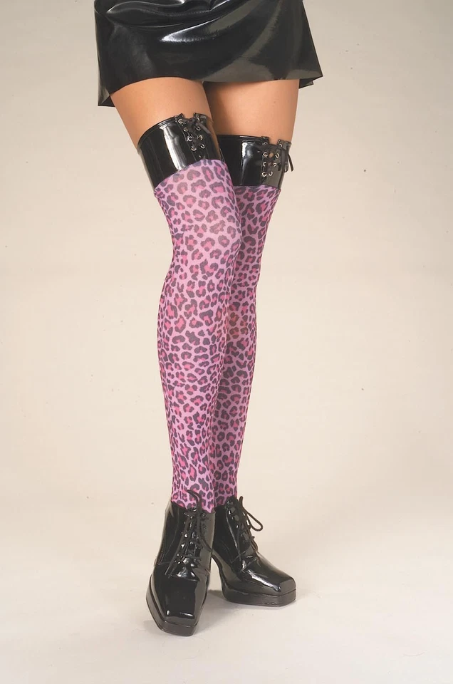 Женские розовый леопард тонкий леопард печать бедра высоты со шнуровкой виниловые топы - новый в упаковке - Изображение 3 из 3