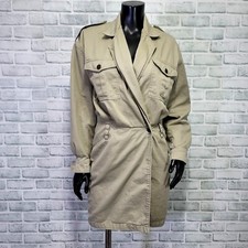 Vintage 90s DKNY Jeans Womens 2 Khaki Denim Wrap Long Sleeve Shirt Dress