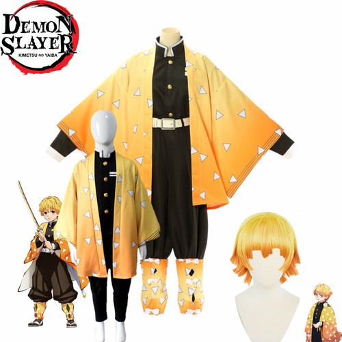 Erwachsene Kinder Anime Demon Slayer Kimetsu no Yaiba Agatsuma Zenitsu Cosplay Kostüm  - Bild 1 von 14