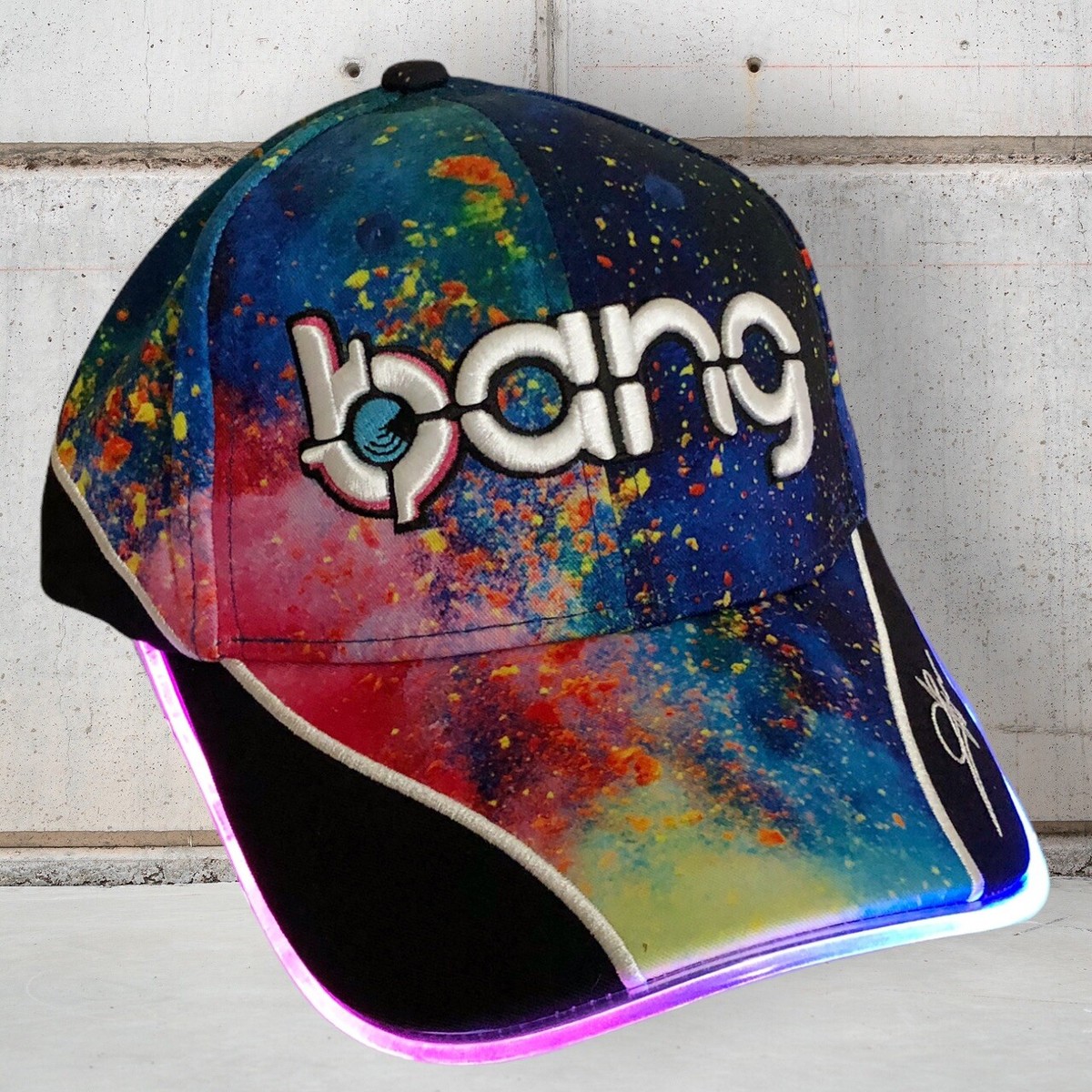 Nwot bang energy lighted hat and drawstring bag Bang Energy Drink Brim Neon Light Up Hat Multicolored  main image 3