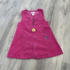 VTG Gymboree Pink Corduroy Dress Cottage Girls 3/4 80s 90s Floral Rainbow Tag