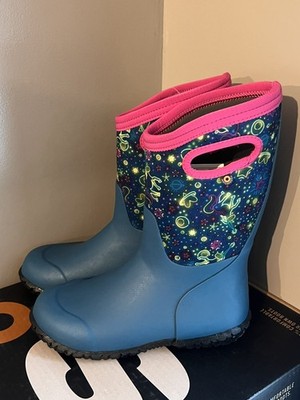 Bogs Classic Neon Kid's Winter snow waterproof Boots, Indigo blue youth size 4