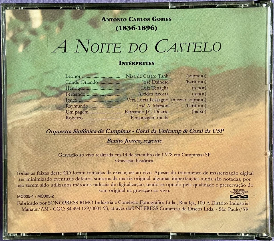 Carlos Gomes: A noite do castelo - Benito Juarez 2 CD Set 1997 Master Class Live - Image 2 of 4