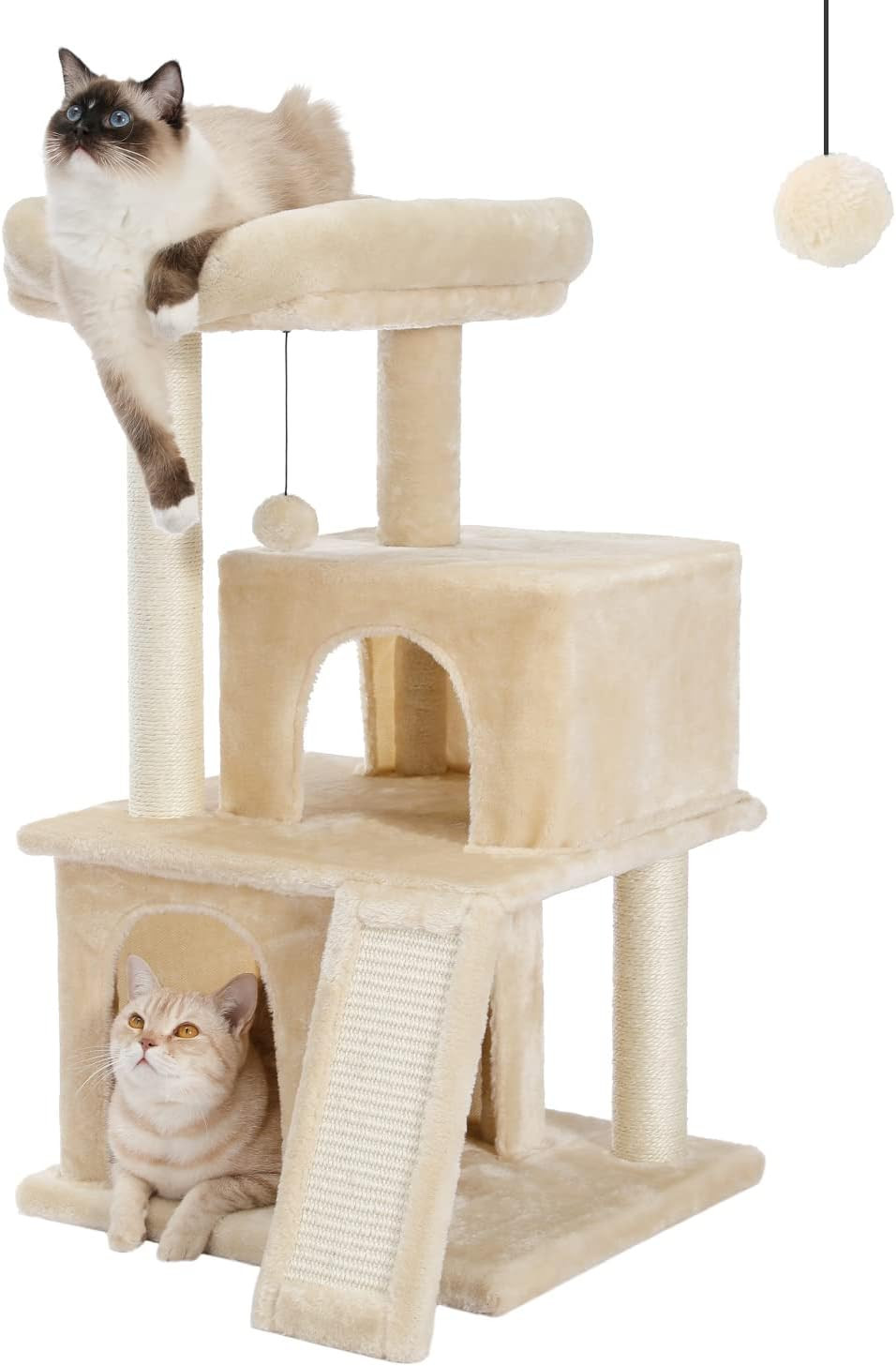 Tiragraffi Elegante Beige per Gatti - Sisal Naturale e Gioco Integrato