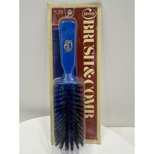 VINTAGE NEW 1975 Goody 9104 Blue Brush  Comb Nylon Bristle Matching Set