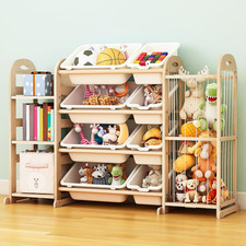 Wooden Toy Storage Organizer, Toy Organizers Storage with Stuffed Animal Stora