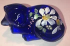 RARE Fenton “QVC” Sleeping Cat-“HIDDEN MOUSE SERIES”-Cobalt Blue-J. Frederick-HP