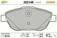 Valeo Bremsbelagsatz Scheibenbremse Essential 302148 FüR Opel DS CitroËN Peugeot