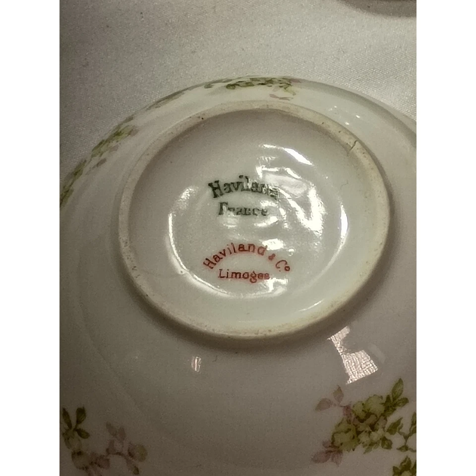 Taza de té y platillo dorado floral antiguo Haviland France Limoges Haviland & Co Foto 3 de 4