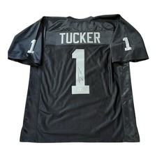 TRE TUCKER SIGNED AUTOGRAPH LAS VEGAS RAIDERS CUSTOM JERSEY BECKETT BAS COA
