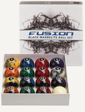 Fusion Pro Series Black Marbelite Swirl Billiard Pool Balls Set Super Cool 