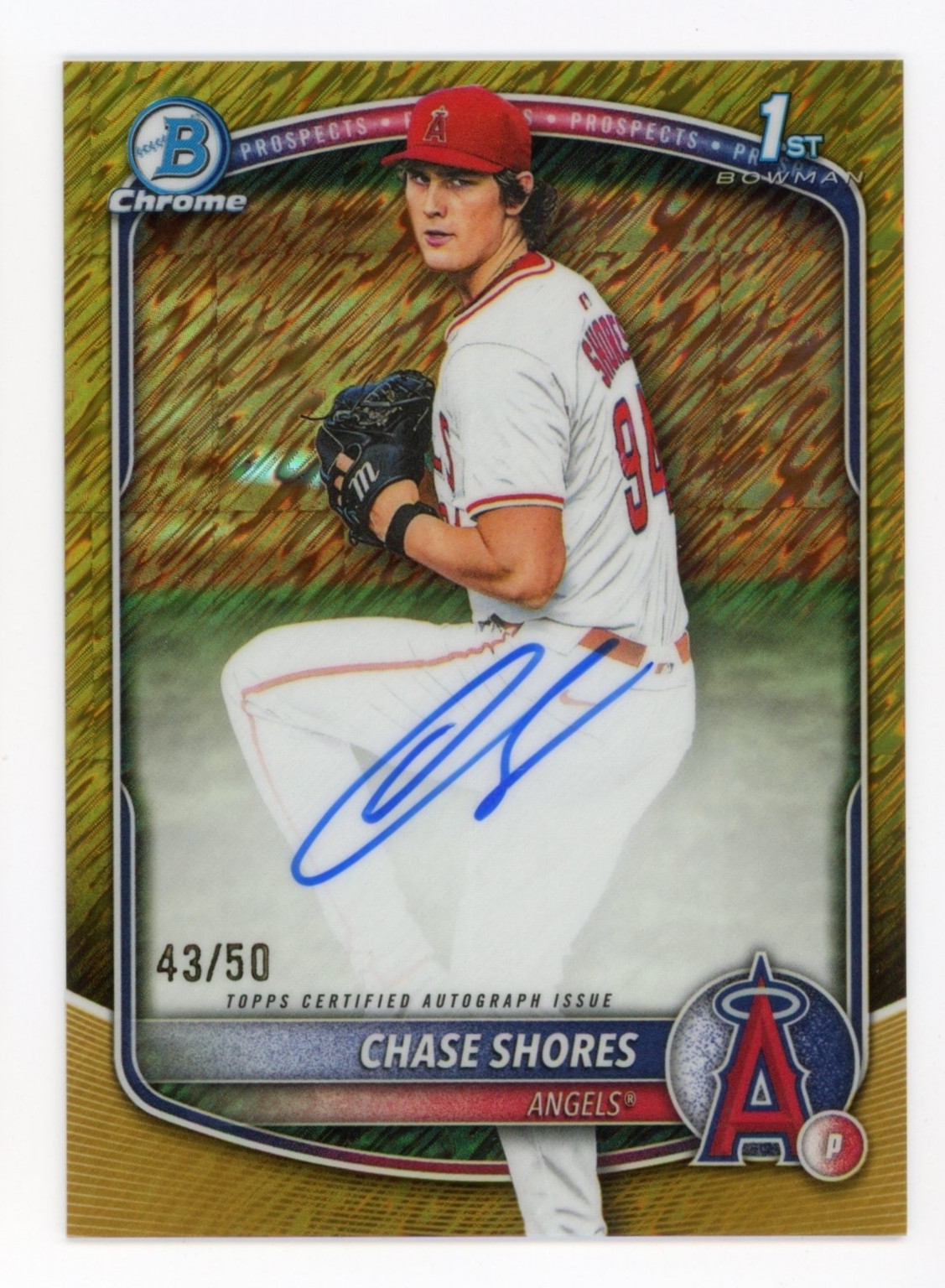 2025 Bowman Draft Chase Shores /50 Gold Shimmer Chrome Prospect Auto 1st CPA-CS