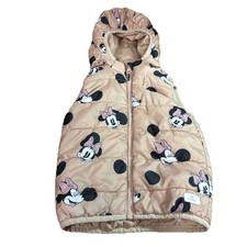 Disney H M 12M Brown Minnie Mouse Sleeveless Hooded Full Zip Vest