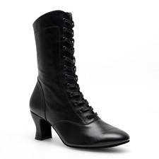 Damen Can Can Folklore Tanz Stiefel Leder Rum...