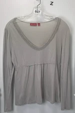Elle Grey Long Sleeve Shirt Size LARGE FAST SHIPPING