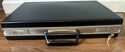 Vintage 1960 s Samsonite Black Slim Hard Shell Briefcase Attaché W/ Key 18x12