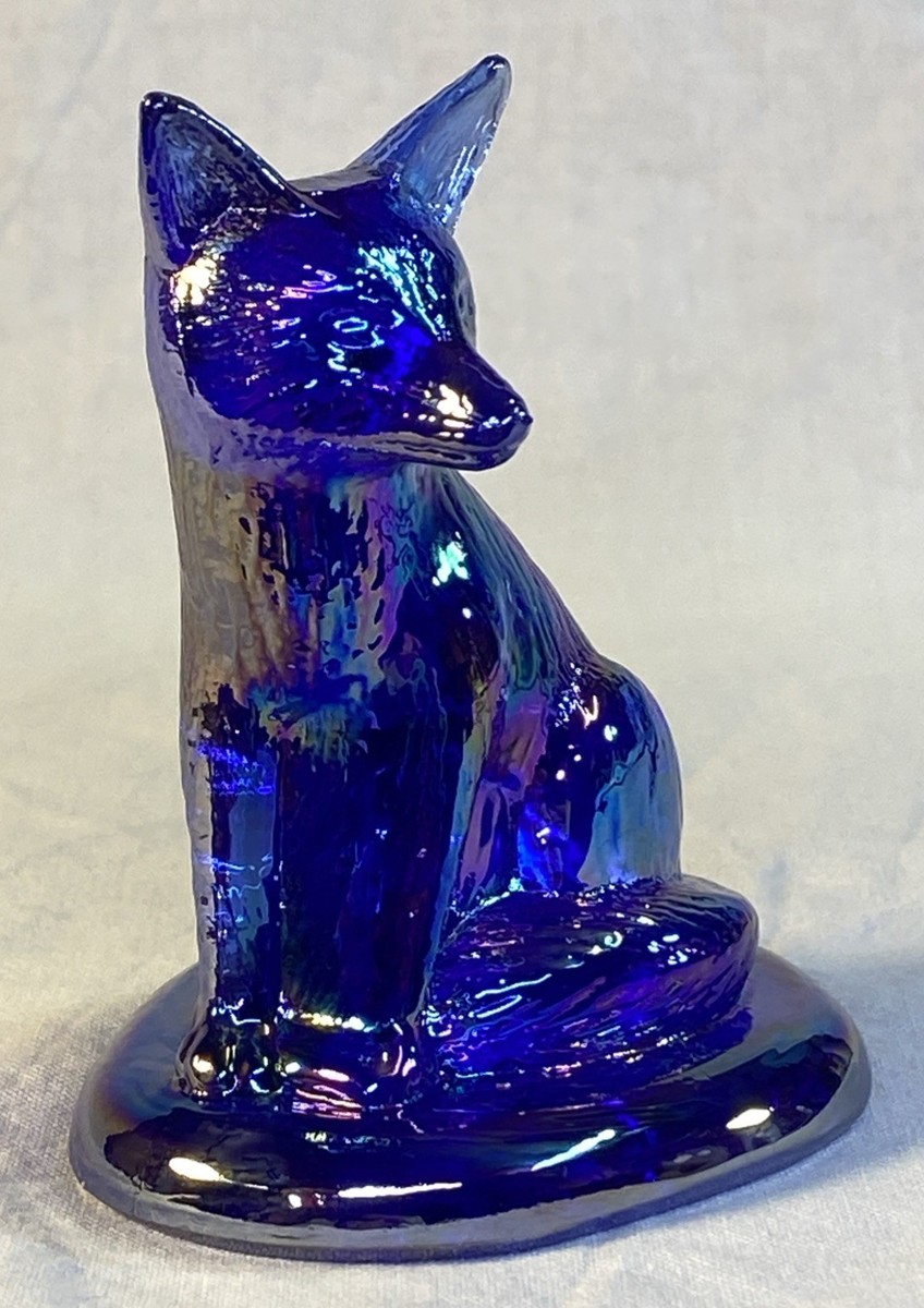Boyd Art Glass Sly The Fox In Cobalt Carnival # 1 Second Series