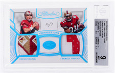 Steve Young Terrell Owens 2023 Panini Flawless Connections PLATINUM 1/1 BGS 9
