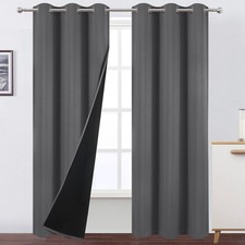100 Blackout Curtains 40 x 84 Inch/Frost Grey Curtains 2 Panels with Black L...