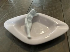 Vintage MCM Ceramic Ashtray With Nude Woman.