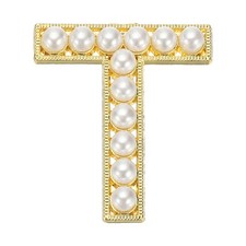 Letter Brooch Pins, Pearl Initial Alphabet t Letter Lapel Badges Pin with Box