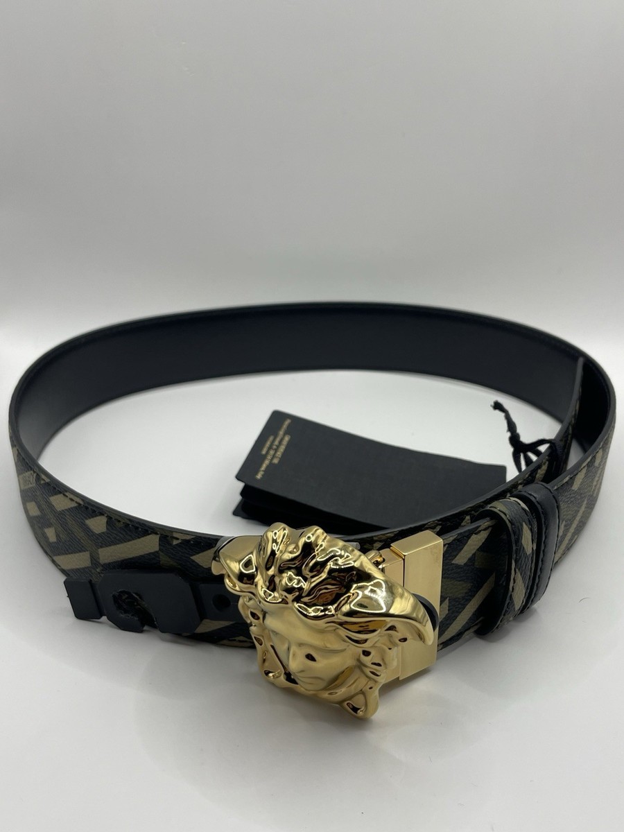 Versace Belt Reversable Black ,Green And Beige/Gold Buckle 85/34