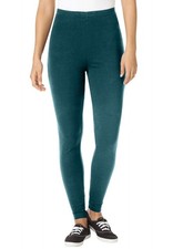 Woman Within Plus Size Petite Stretch-Cotton Knit Pull-On Leggings