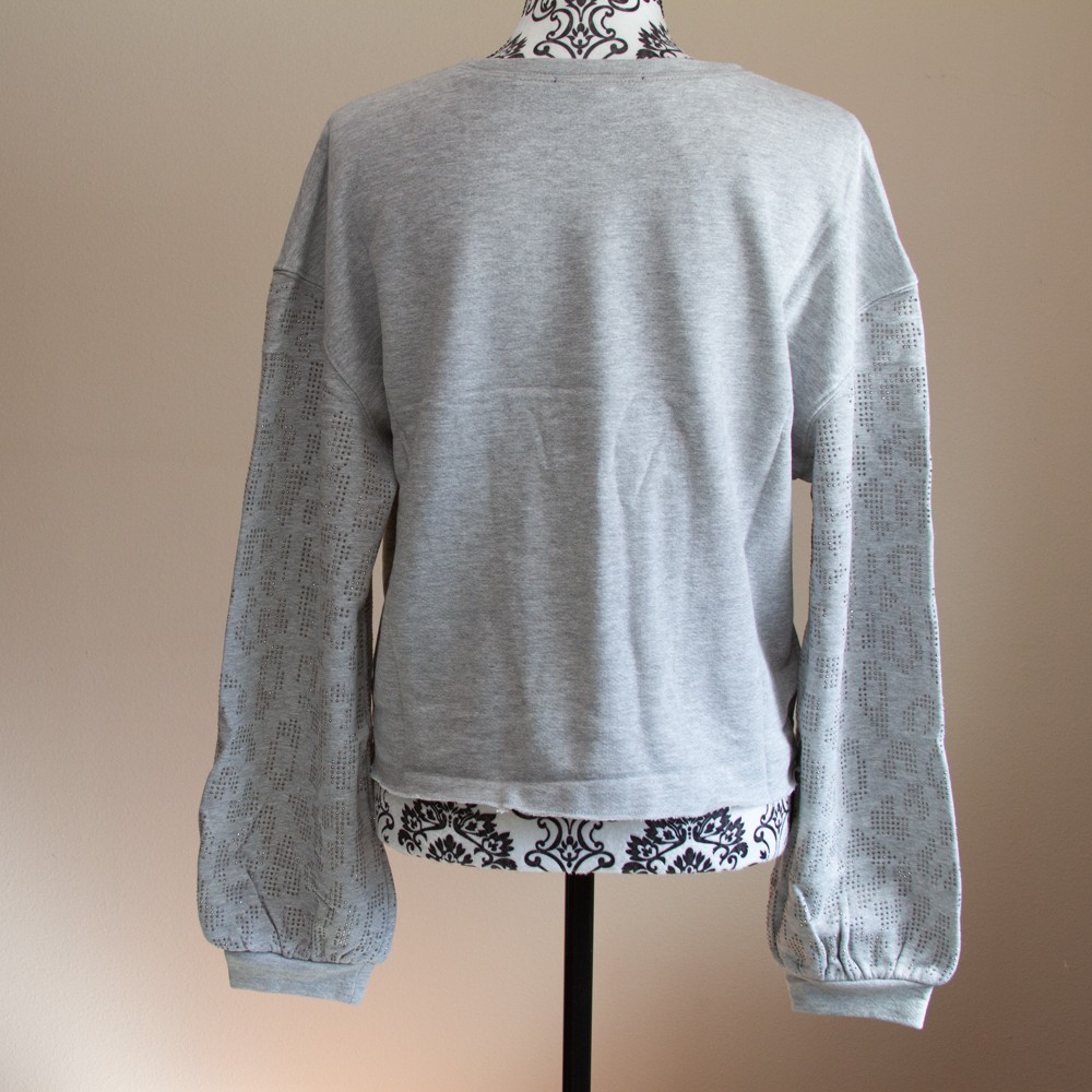 I.N.C International Concepts Embellished-Sleeve Pullover Sweatshirt - Gray - XL