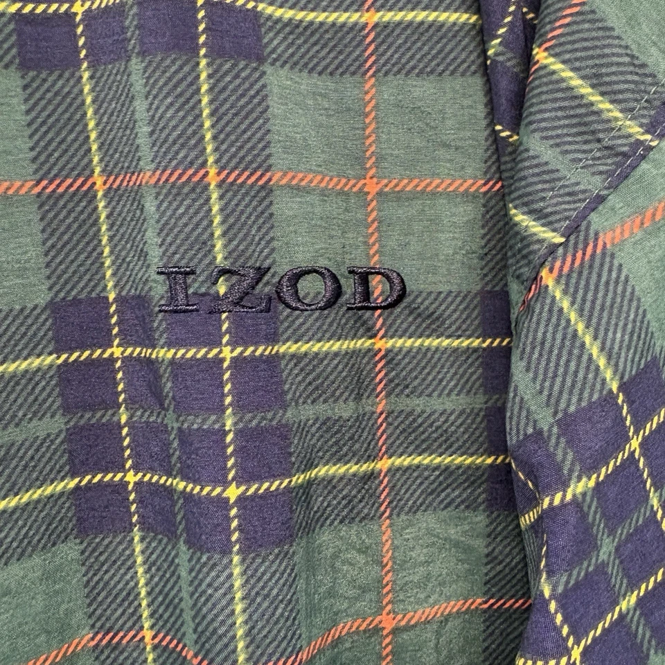 Vintage Izod Windbreaker Jacket Large Green Tartan Plaid Pullover Nylon Golf 90s - Image 3 of 4