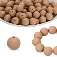 100Pcs Silicone Beads 15mm Silicone Beads Bulk for Pens Loose Round Camel