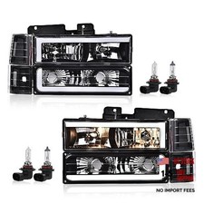 Clear LED DRL Headlight Assembly Pair - C10 C/K Silverado 1994-1998 Clear 