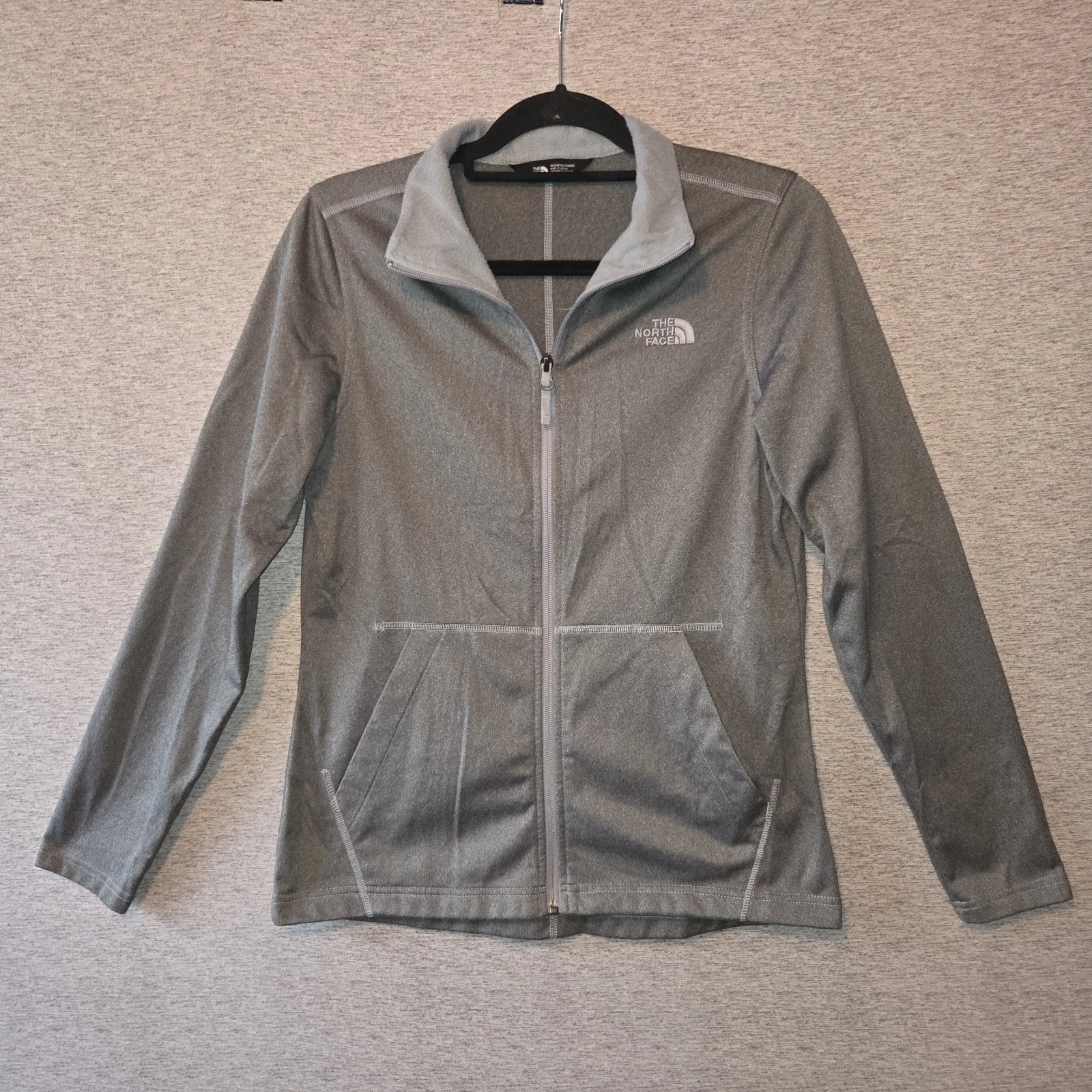 The North Face Hooded Jacket Womens Size Medium Zip Up Heathered Gray Sweatshirt