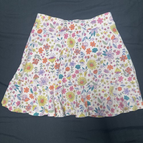 Lands' End Girls Spring Allover Floral Skirt Skort 7-8 Medium Daisies Butterfly