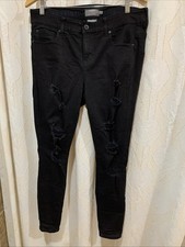 Torrid Bombshell Skinny Jeans Premium Stretch Size 12R. Black Destruction Punk