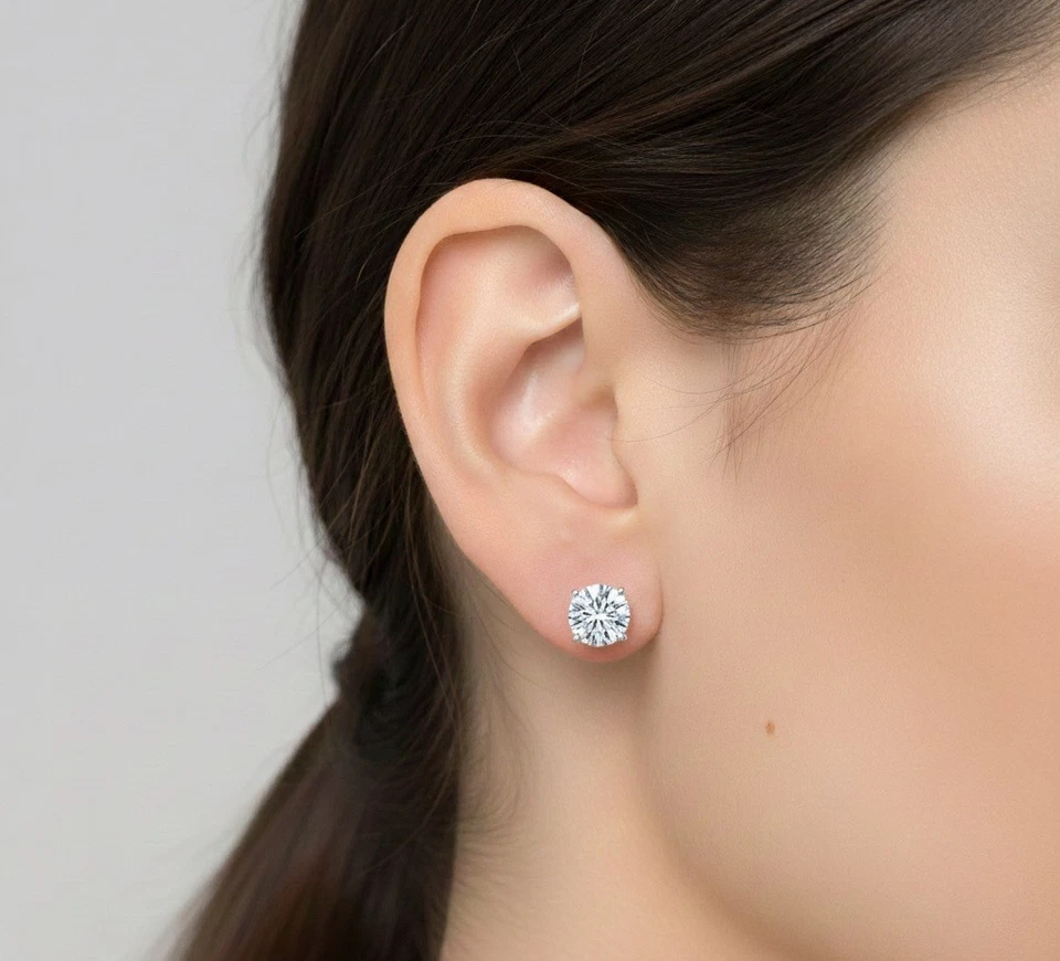 2.00 Carat D VVS2 Lab Grown Diamond Studs 14K White Gold Push Backs IGI - Image 2 of 4