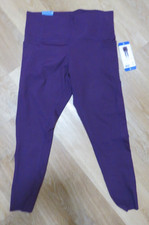 Danskin PURPLE High Rise Brushed Legging Bright, No Slip, Side Pockets ,Size L